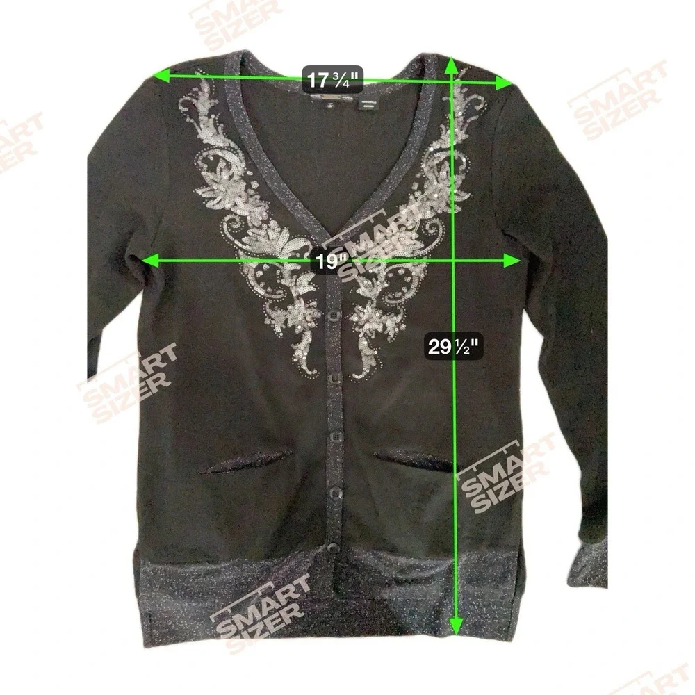 Y2K Miss Me Sequin Embroidered Cardigan Sweater‎ Size L Black McBling Soft Goth